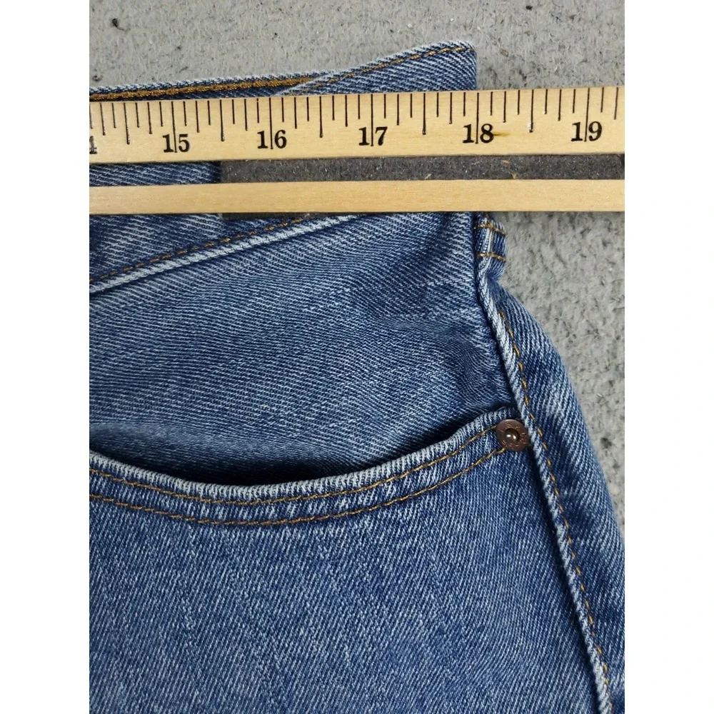 Levis 505 Jeans Mens 36x30 Blue Casual Straight Leg Denim Pants - Picture 4 of 9